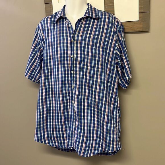 Cutter & Buck Men’s Cotton Button Down Short Sleeve Plaid Shirt with Collar- XL - Picture 3 of 13